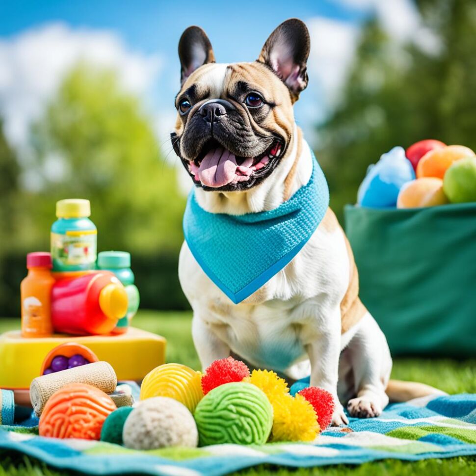 French Bulldog with a toy