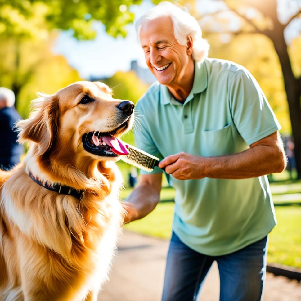 Golden Retriever grooming on-the-go