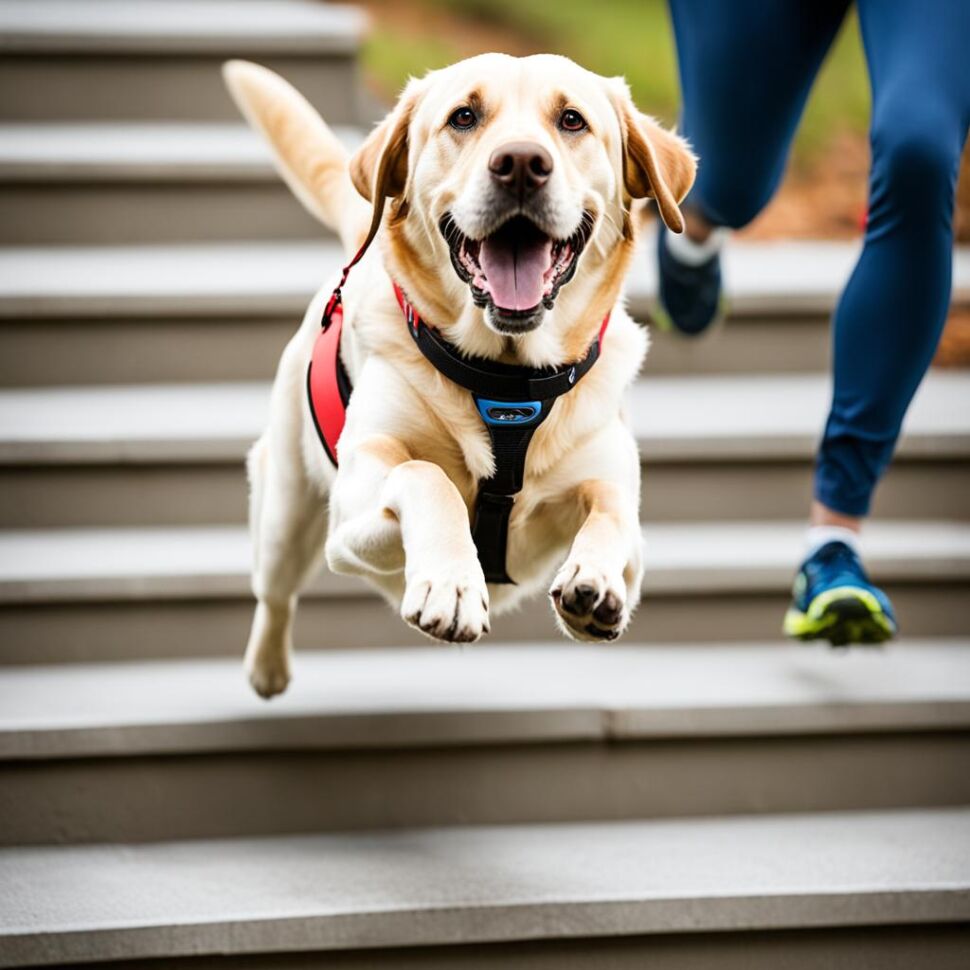 Labrador Retriever stair climbing