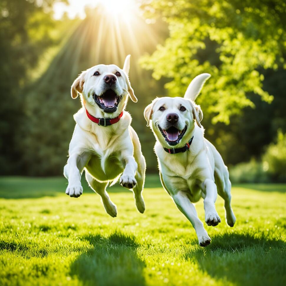 Labrador Retrievers playing in the park