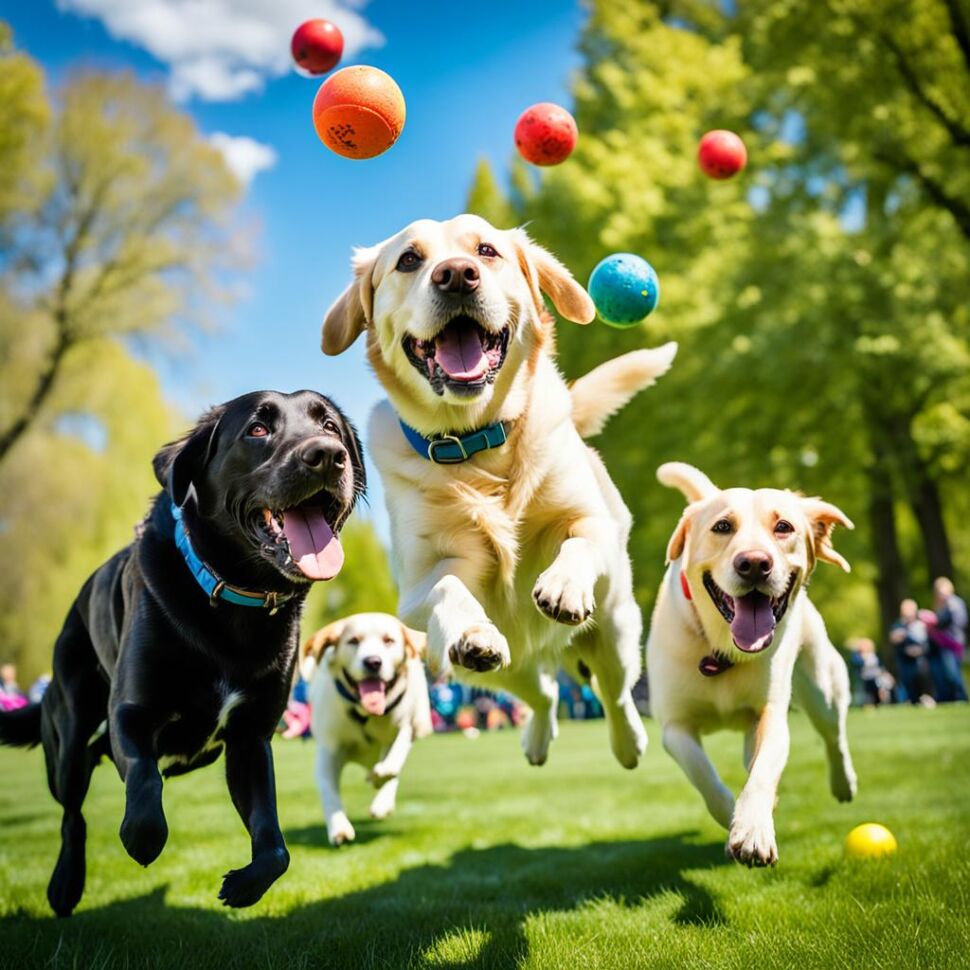 outdoor play for Labradors