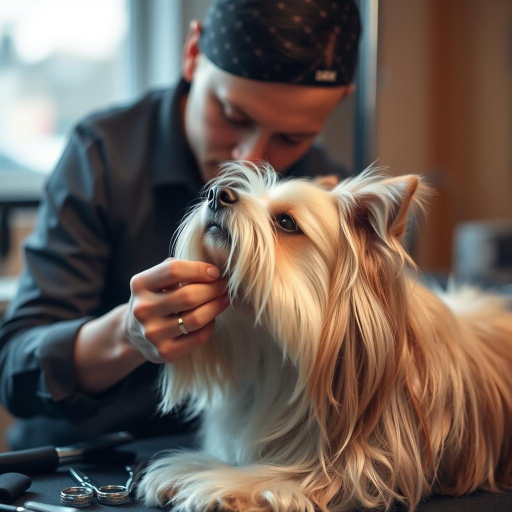 Grooming long-haired dog faces